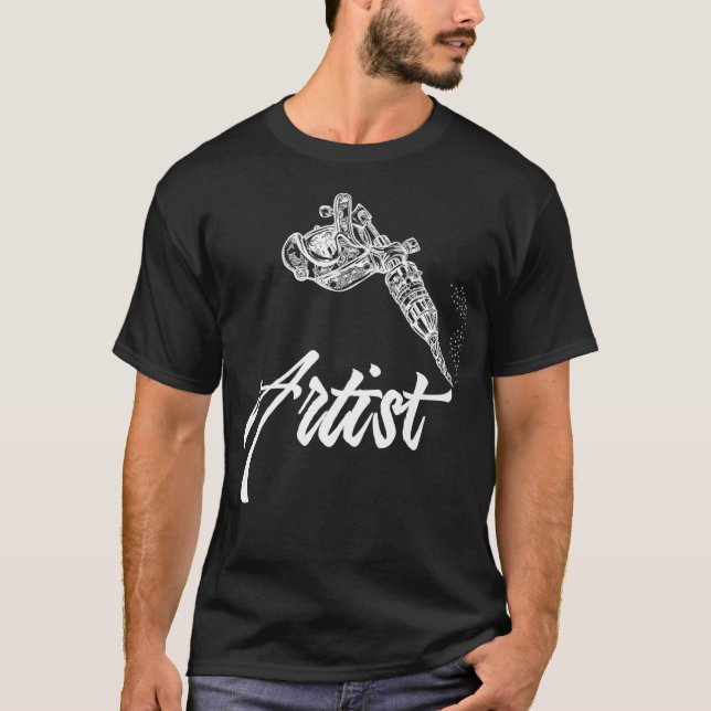 T-shirt Tattoo Artist Italics Tattooing Gun  Premium _1  (Devant)