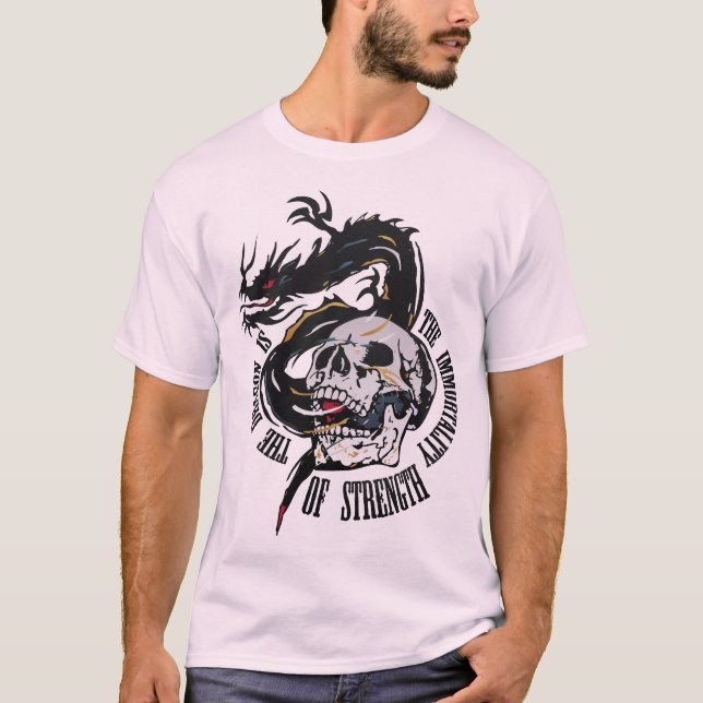 T-shirt tattoo dragon immortality strenght tete de mort cr (Devant)
