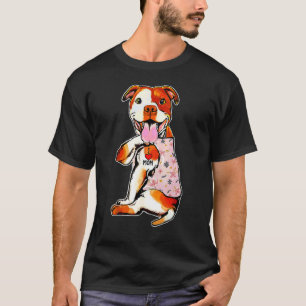 T-shirt Tattoo Maman J'aime Drôle Pit Bull Fleurs