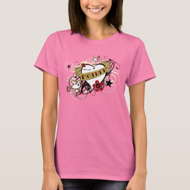 T-shirt Tattoo MOM Coeur et hirondelle (Devant)