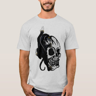 T-shirt tattoo panthere noire crane tete de mort old schoo