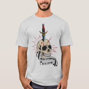 T-shirt tattoo tete de mort crane dague death reminds man