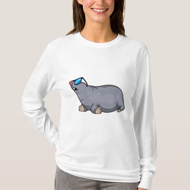 T-shirt Taupe avec des lunettes de soleil (Devant)