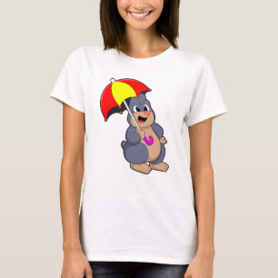 T-shirt Taupe avec Parapluie