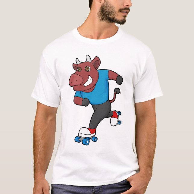 T-shirt Taureau à Patinage en ligne avec Patins à rouleaux (Devant)