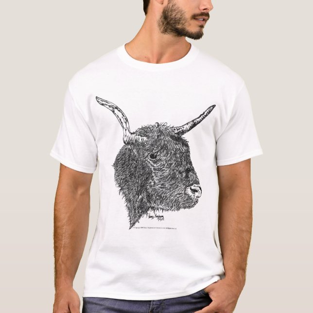 T-shirt Taureau avec le dessin à l'encre de klaxons (Devant)