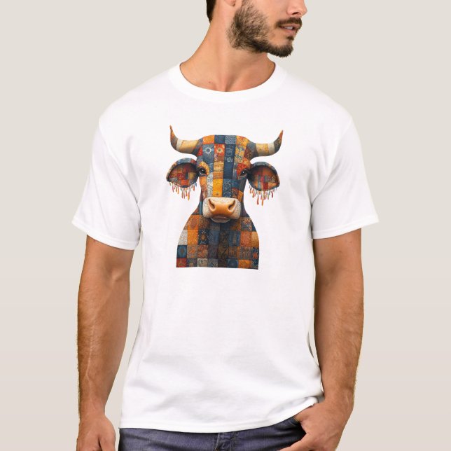 T-shirt taureau Patchwork (Devant)