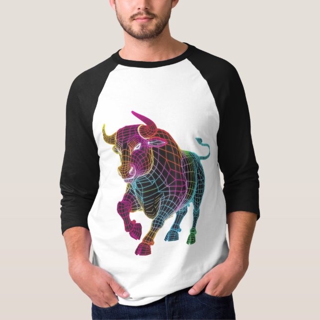 T-shirt Taureau puissant  coloré (Devant)