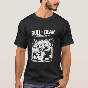 T-shirt Taureau VS Ours Bataille Éternelle Wall Street Cou