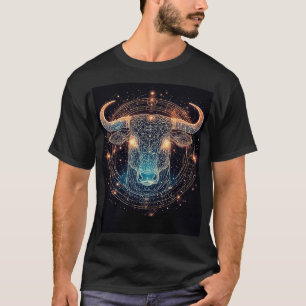 T-shirt Taureau Zodiaque Taureau aux Lignes Géométriques L