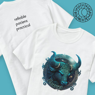 T-shirt Taurus Aquarelle Turquoise et noire Zodiac Tee Hom