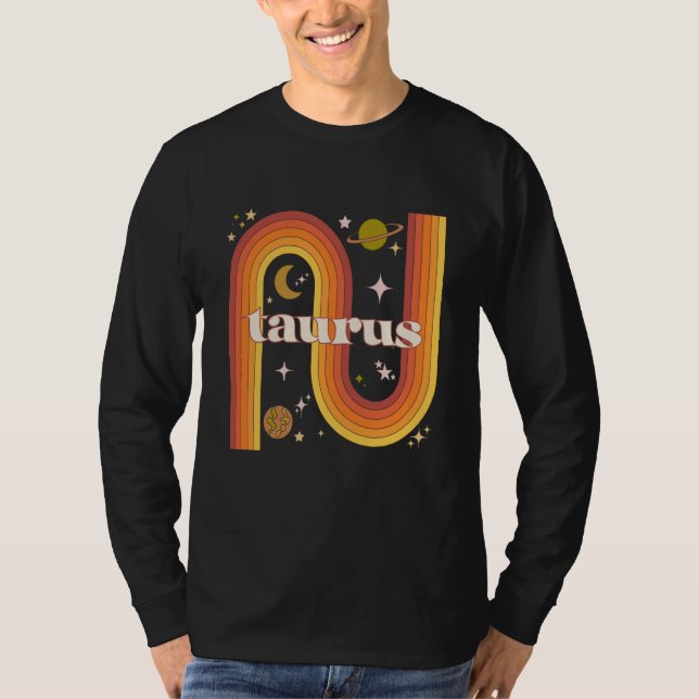 T-shirt Taurus Zodiac Warm Rainbow 70s Horoscope Gemini (Devant)
