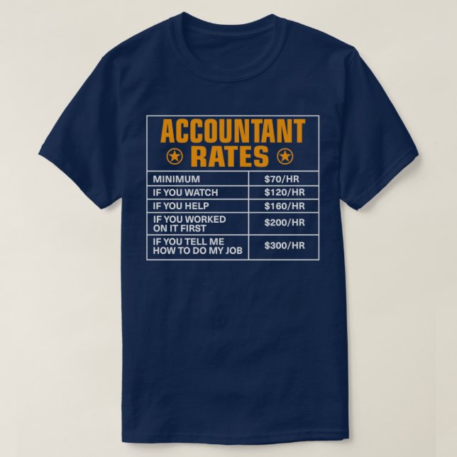T-shirt Taux comptables Comptable Taux horaires (Design devant)