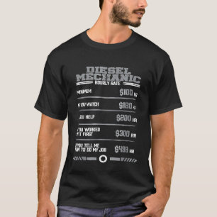 T-shirt Taux horaire de mécanicien diesel