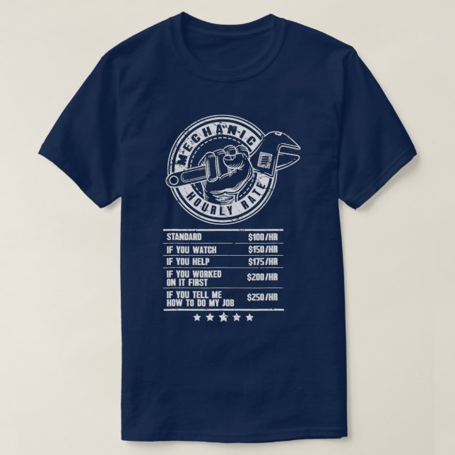 T-shirt Taux Horaire Mécanique Taux De Travail Drôle Cadea (Design devant)