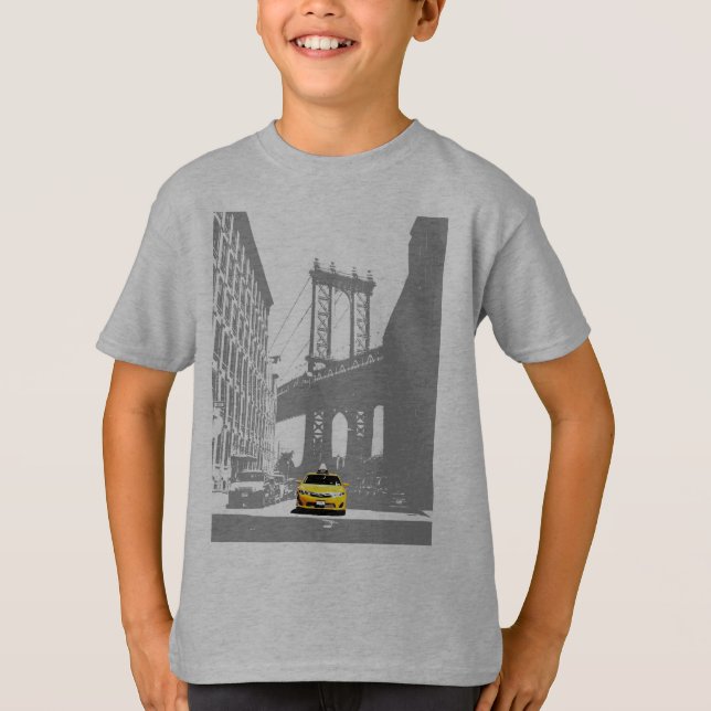 T-shirt Taxi jaune New York City Nyc Brooklyn Bridge Boys (Devant)