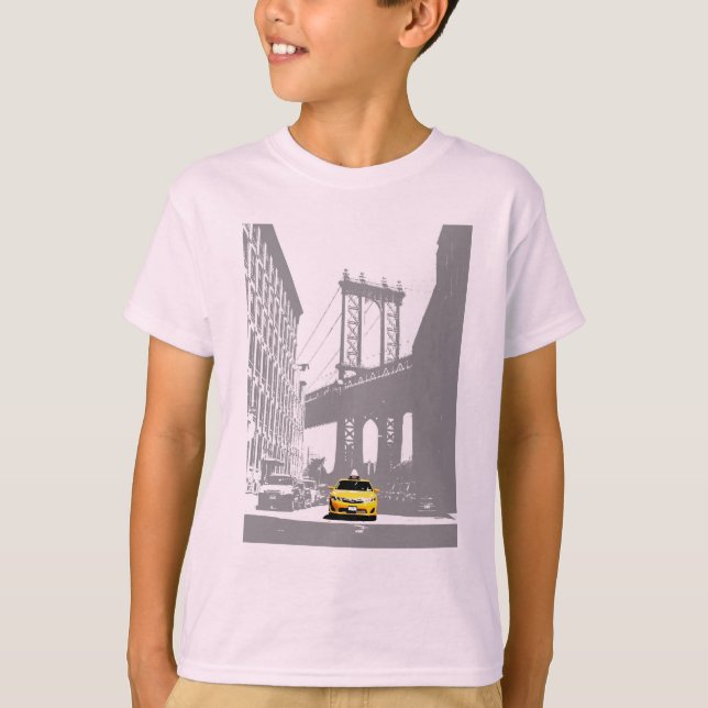 T-shirt Taxi jaune New York City Nyc Brooklyn Bridge Boys (Devant)