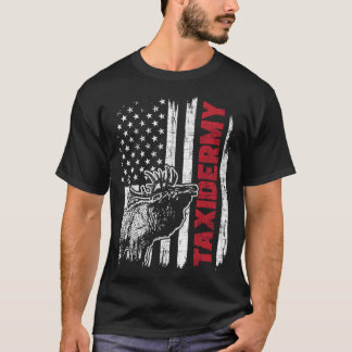 T-shirt Taxidermy USA Drapeau Taxidermiste Cerf fourrage A