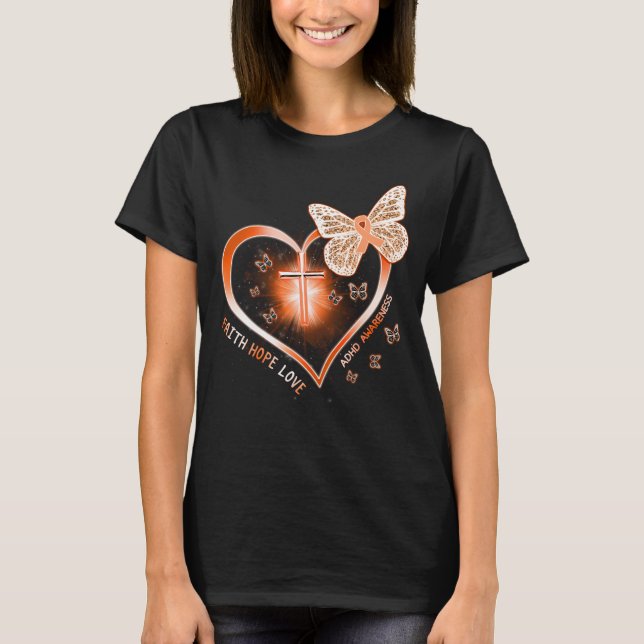 T-shirt TDAH coeur croix guerrier cadeau (Devant)
