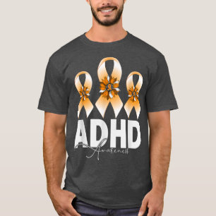 T-shirt TDAH Sensibilisation Tournesol Orange Ribbon pour