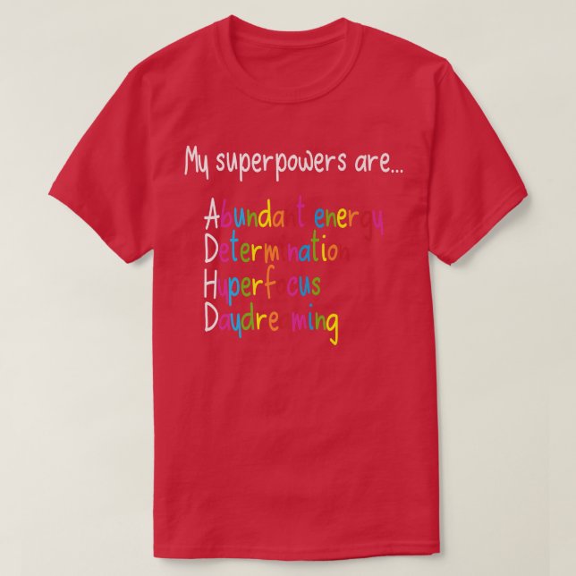 T-shirt TDAH Superpuissances Sensibilisation à la diversit (Design devant)
