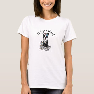 T-shirt Tea Party Boston Terrier Dog (noir) mignonne