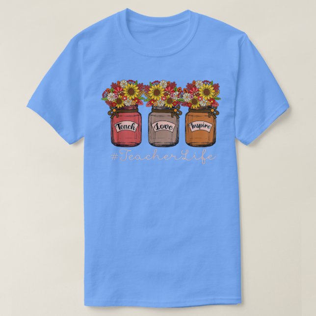 T-shirt Teach Love Inspire Teacher Life Teaching Fall Autu (Design devant)