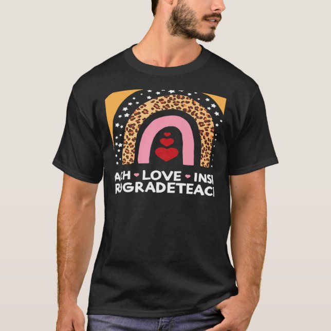 T-shirt Teach Love Inspire Valentines Day 3rd Grade Teache (Devant)