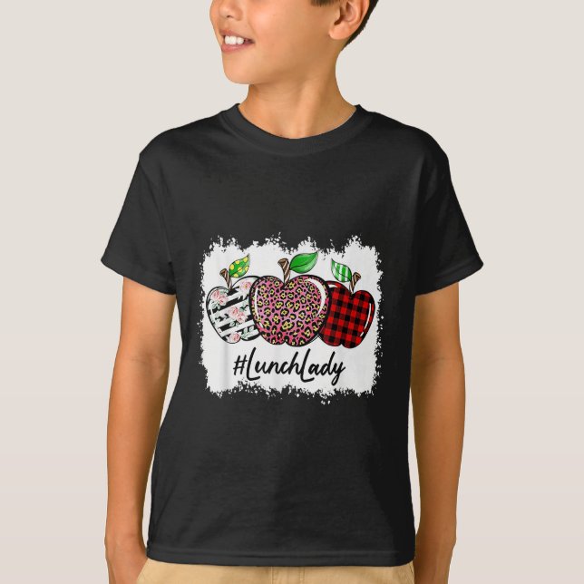 T-shirt Teach Love Insre Lunch Lady Leopard Red Plain  (Devant)