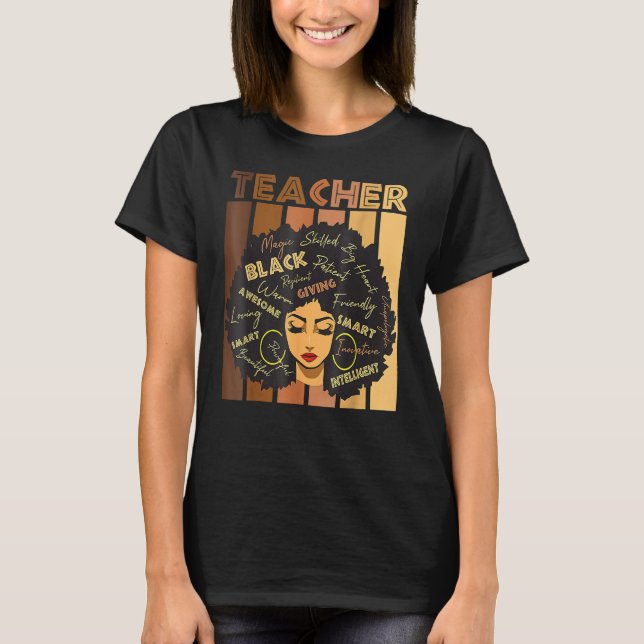 T-shirt Teacher Black Women Black History Queen Melanin Af (Devant)