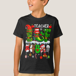T-shirt Teacher Elf Squad Xmas Colorful Elf Hat Scute Ss C