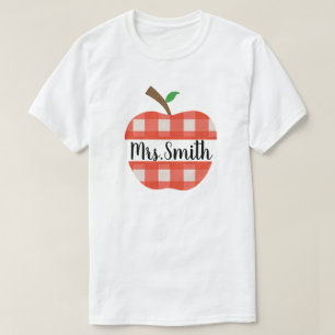 T-shirt Teacher Rouge En vichy Apple Split Design Unisex