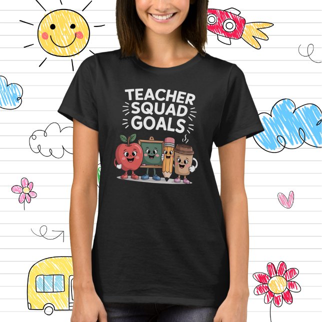 T-shirt Teacher Squad Goals Cute School Supplies Cartoon (Créateur téléchargé)