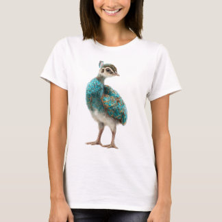 T-shirt Teal Crested Peacock Chick Illustration Women