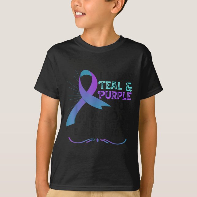 T-shirt Teal Purple Ribbon For Suicide Prevention Awarenes (Devant)