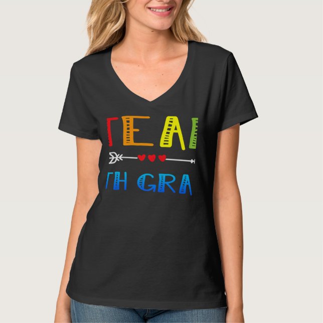 T-shirt team 7th grade heart back to school teacher cute a (Devant)