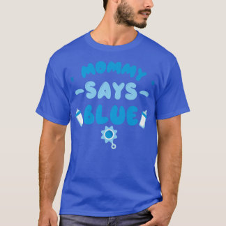T-shirt Team Boy Genre Revela Party Maman dit Blue Matc