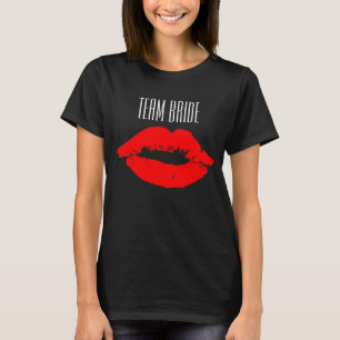 T-shirt Team Bride Demoiselles d'Honneur Nom Rouge Lèvres 
