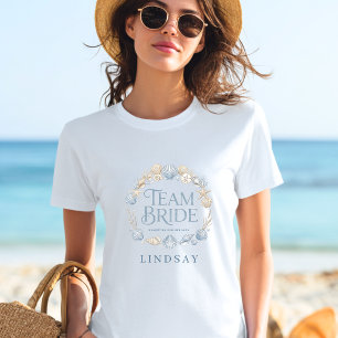 T-shirt Team Bride ! Élégante mariée côtière plage Coquill