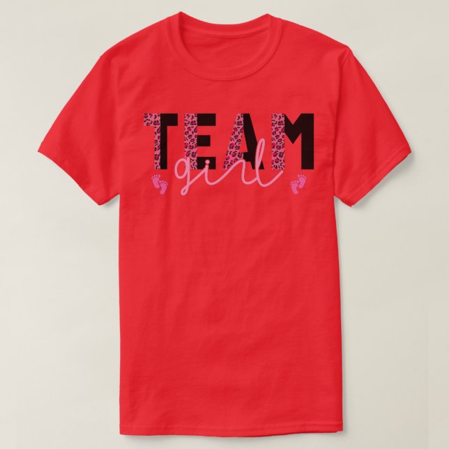 T-shirt Team Girl Empreinte de léopard rose ou bleu Reveal (Design devant)