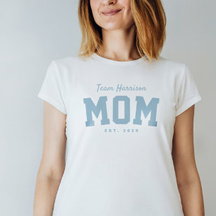 T-shirt Team maman sportive simple personnalisé bleu