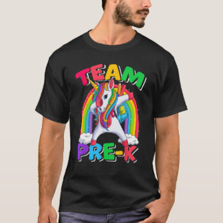 T-shirt Team Pre k Dabbing Unicorn Back to School Kids Gir