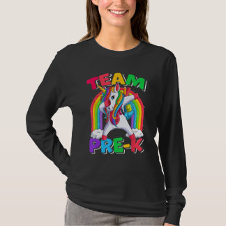 T-shirt Team Pre k Dabbing Unicorn Back to School Kids Gir