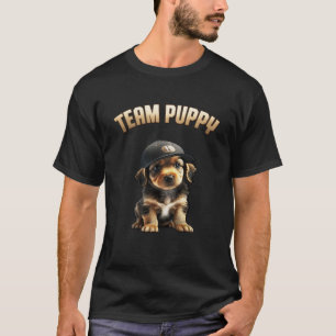 T-shirt Team Puppy Cute Dog Portant un Casquette de baseba