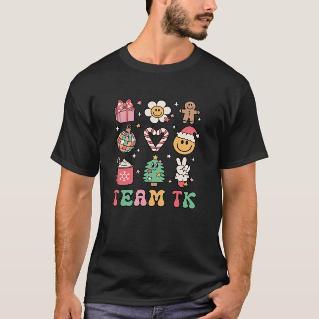 T-shirt Team TK Teacher Smile Face Christmas Candy Cane Ba (Devant)