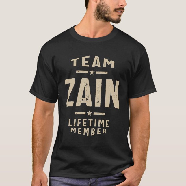 T-shirt Team Zain Membre à vie - Nom Zain (Devant)