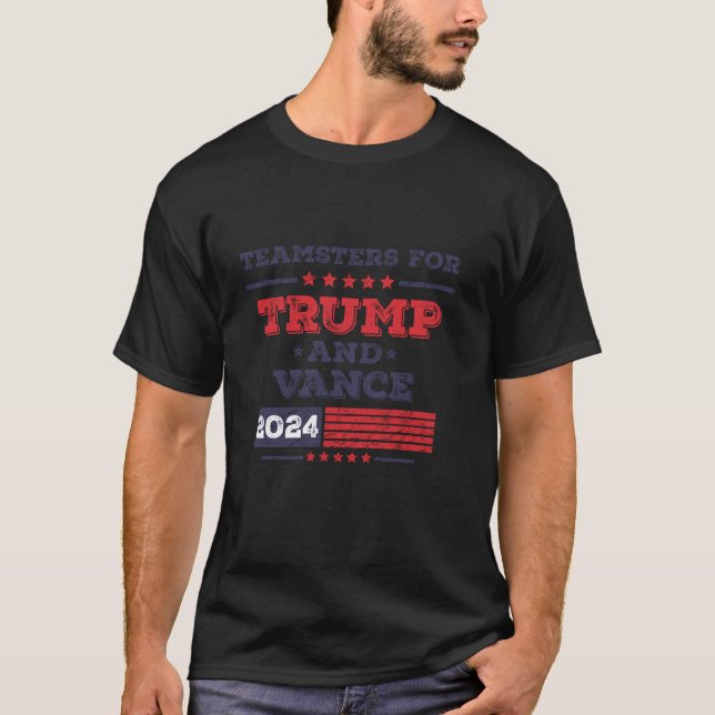 T-shirt Teamsters Pour Donald Trump J D Vance 2024 Trucker (Devant)