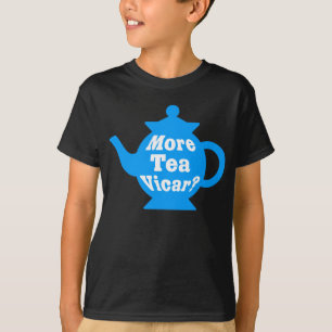 T-shirt Teapot - Plus de thé Vicar ? - Bleu moyen et blanc