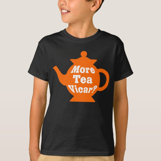 T-shirt Teapot - Plus de thé Vicar ? - Orange et blanc (Devant)