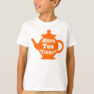 T-shirt Teapot - Plus de thé Vicar ? - Orange et blanc